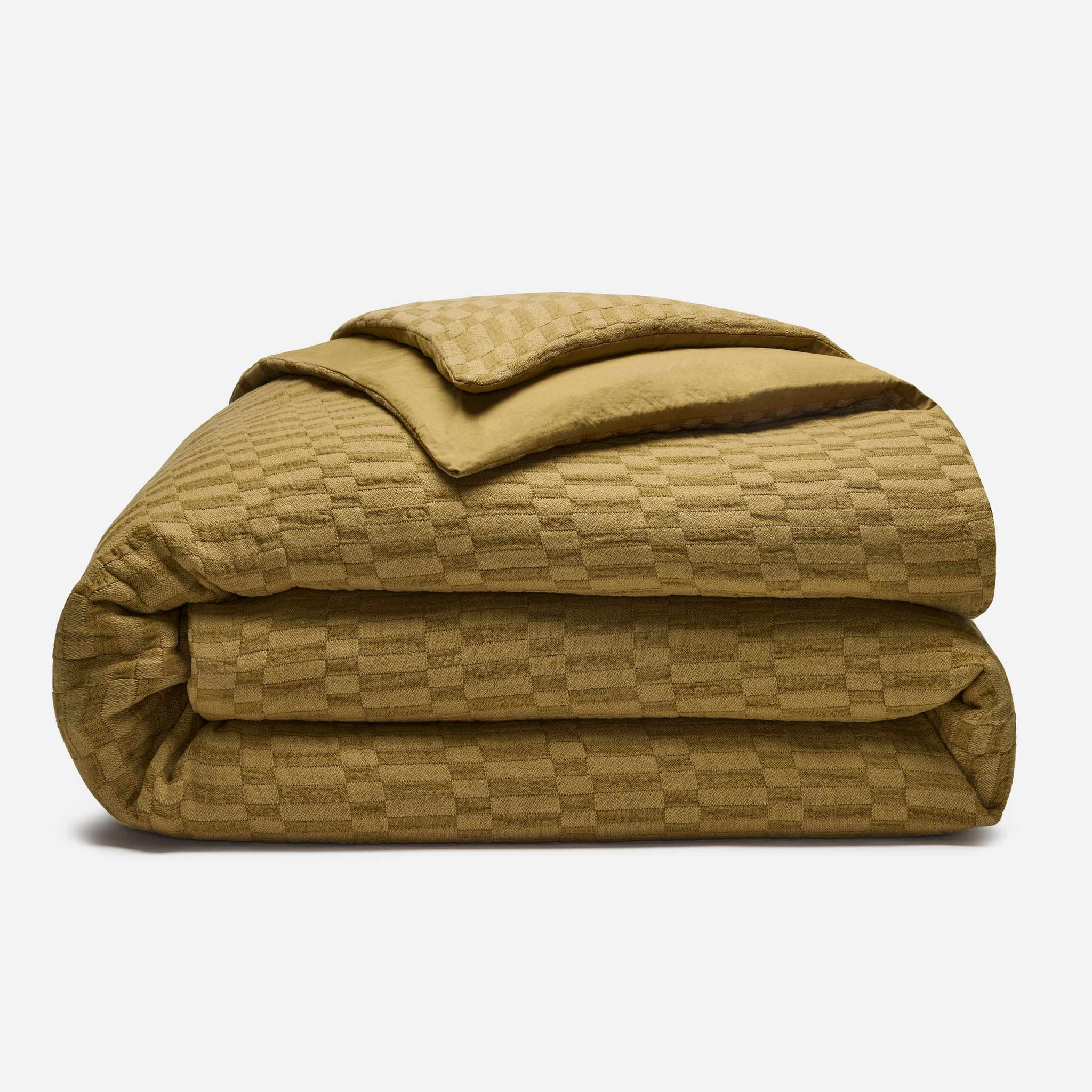 Brooklinen Woven Checkerboard Duvet Cover size Full/Queen in Umber | Brooklinen