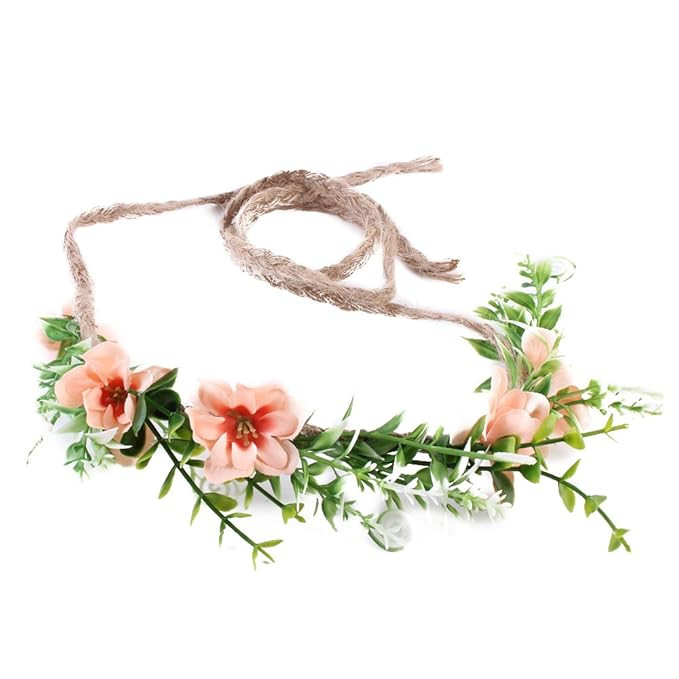 Tieback Flower Crown Flower Headband Baby Girl Toddler Woodland Green Leaf Floral Crown Wreath (K... | Amazon (US)