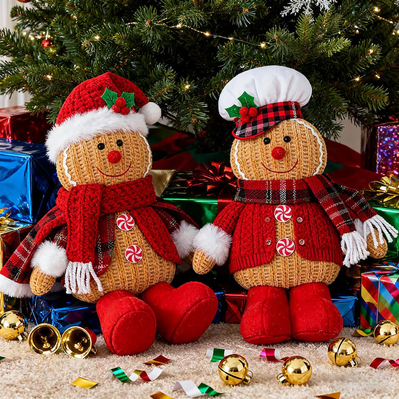 Christmas Gingerbread Plush Doll,Gingerbread Christmas Decor, Indoor Plush, Stuffed Doll Gifts fo... | Etsy (US)