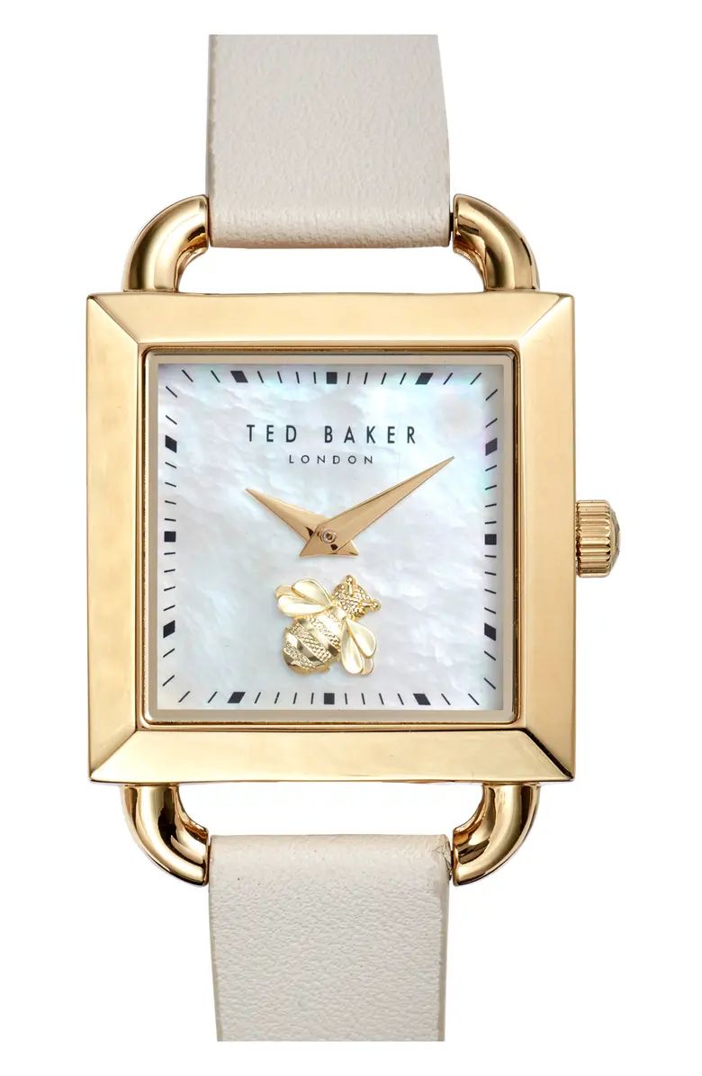 Taliah Bee Leather Strap Watch, 28mm | Nordstrom