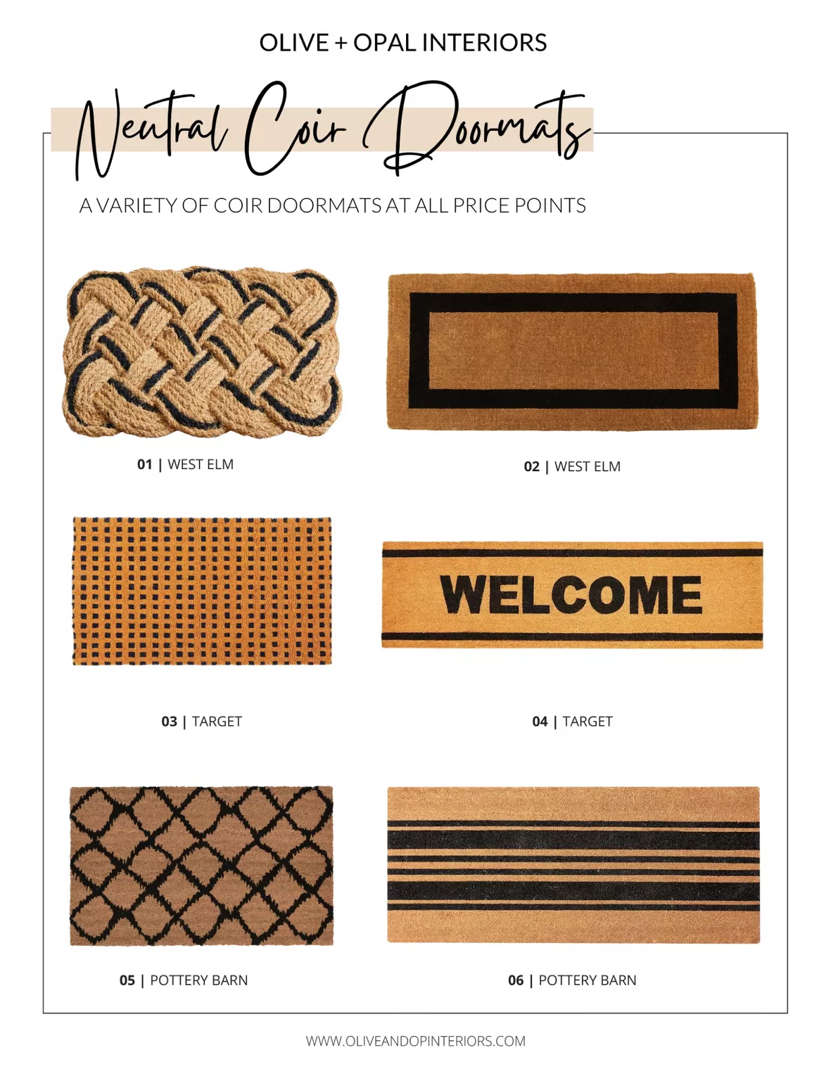 Diamonds Indoor/outdoor Coir Doormat Natural/black - Entryways : Target