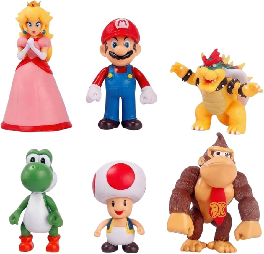 6 Pcs Mario Figures Set, 6 Inch Mario Figures, Classic Characters Collection for Birthday Party C... | Amazon (US)