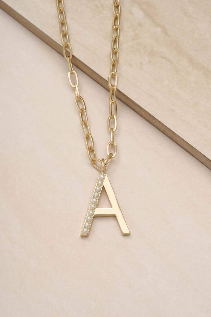 Pearl Initial 18k Gold Plated Necklace | Ettika