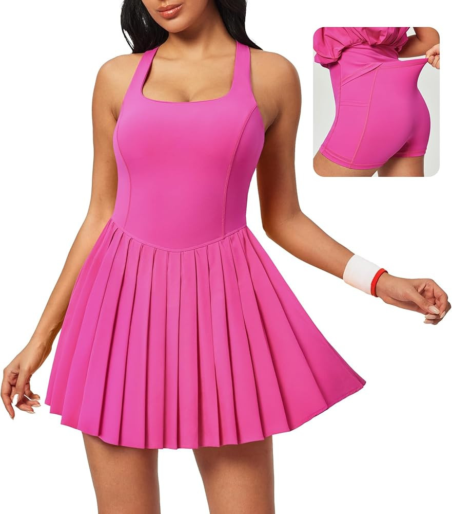 Ewedoos Tennis Dresses for Women Athletic Dress with Shorts Underneath Easy Peezy Pleated Workout... | Amazon (US)