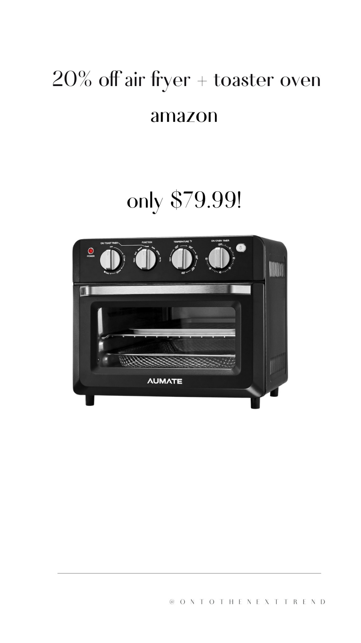20% off air fryer toaster oven combo on Amazon 

#LTKCyberWeek #LTKsalealert #LTKfindsunder100
