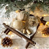 Gold & Neutral Ornament Set - Handmade Minimal | Holiday Décor Nostalgic Christmas Tree | Etsy (US)