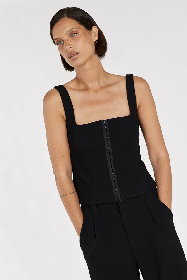 ROSA BLACK HOOK & EYE TOP | DISSH
