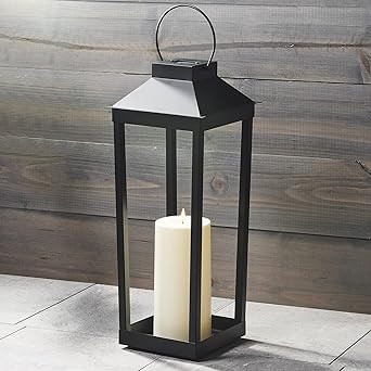 Large Outdoor Lantern Solar Powered - 19 Inch Tall, Black Metal, Open Frame (No Glass), Dusk to D... | Amazon (US)