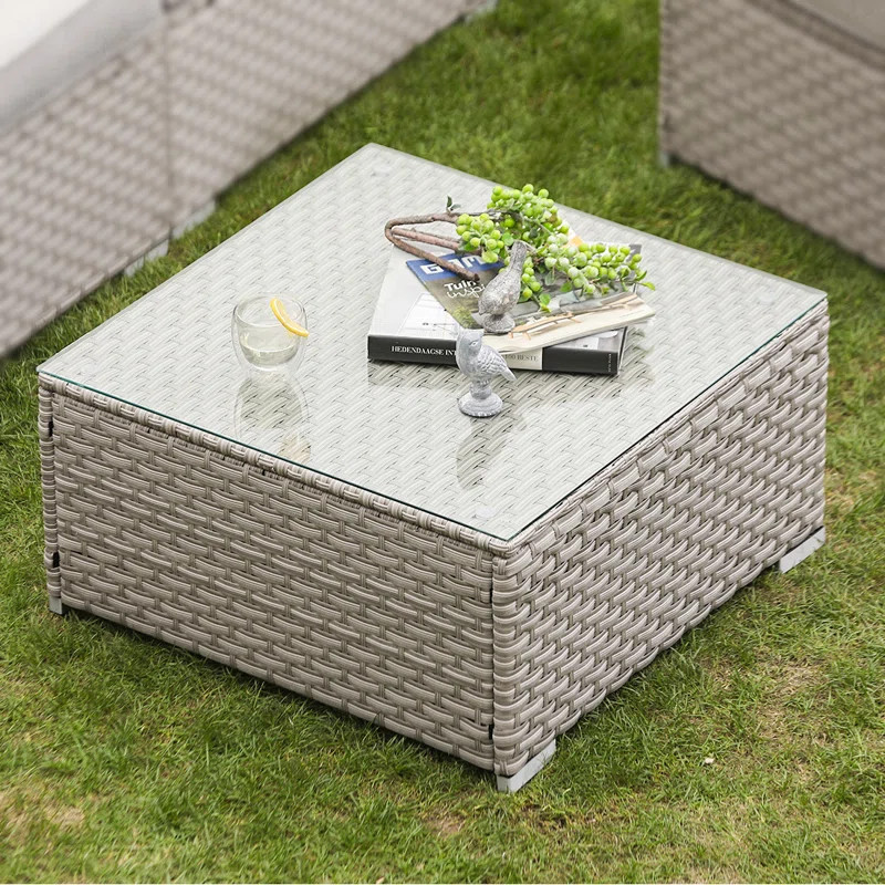 Bouscat Wicker Glass-Top Coffee Table | Wayfair North America