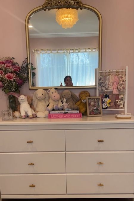 Dresser. Gold mirror. Shell light. Nursery. Girls nursery 

#LTKfamily #LTKhome #LTKkids