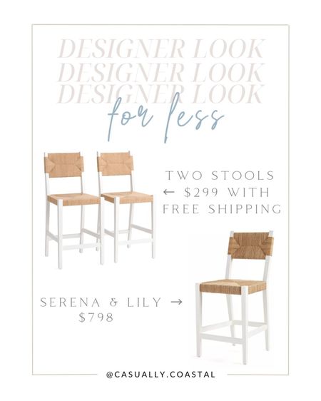 These woven counter stools from Marshalls are SO similar to Serena & Lily’s pricey Hughes counter stool which retail for $798! This set of two stools from Marshalls is now on clearance for just $299 with free shipping (use code “SHIP89)! 
- 
coastal decor, beach house decor, beach decor, beach style, coastal home, coastal home decor, coastal decorating, coastal interiors, coastal house decor, beach style, neutral home decor, neutral home, natural home decor, serena & lily dupe, marshalls home, designer look for less, designer dupe, woven counter stools, white stools, coastal kitchen stools, affordable stools, Serena & lily dupe stools, white kitchen stools

#LTKstyletip #LTKhome