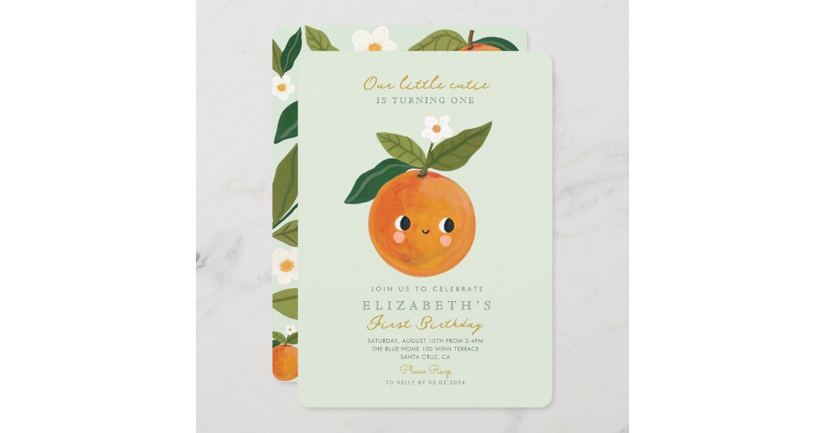 Little Cutie Orange Citrus 1st Birthday Invitation | Zazzle | Zazzle
