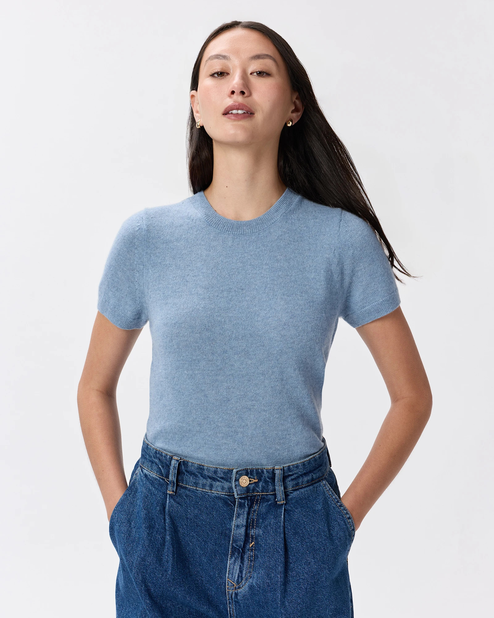 Cashmere Tee | Quince in Faded Denim | Quince