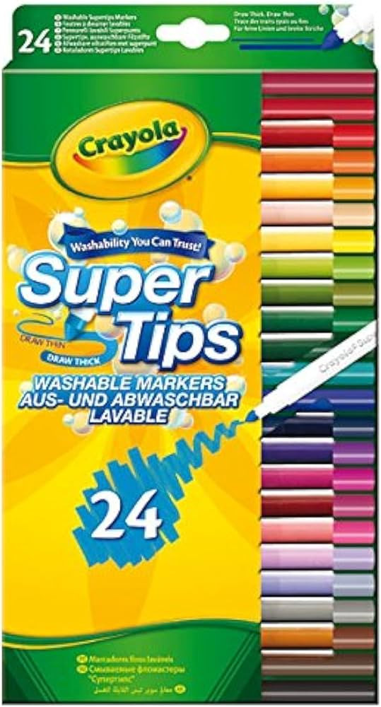 CRAYOLA SuperTips Washable Markers - Assorted Colours (Pack of 24) | Premium Felt Tip Pens That C... | Amazon (UK)