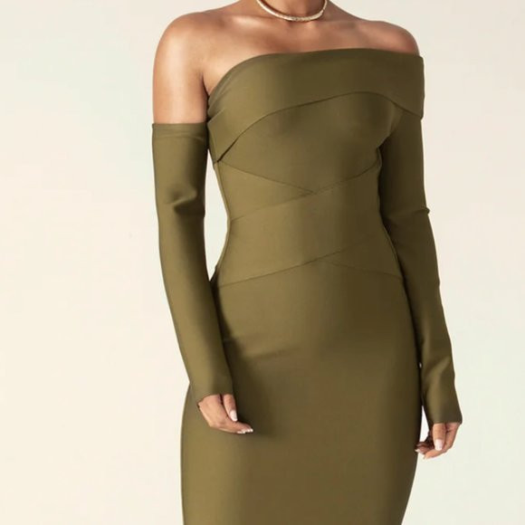 SHIVA BANDAGE DRESS (OLIVE GREEN) | Poshmark