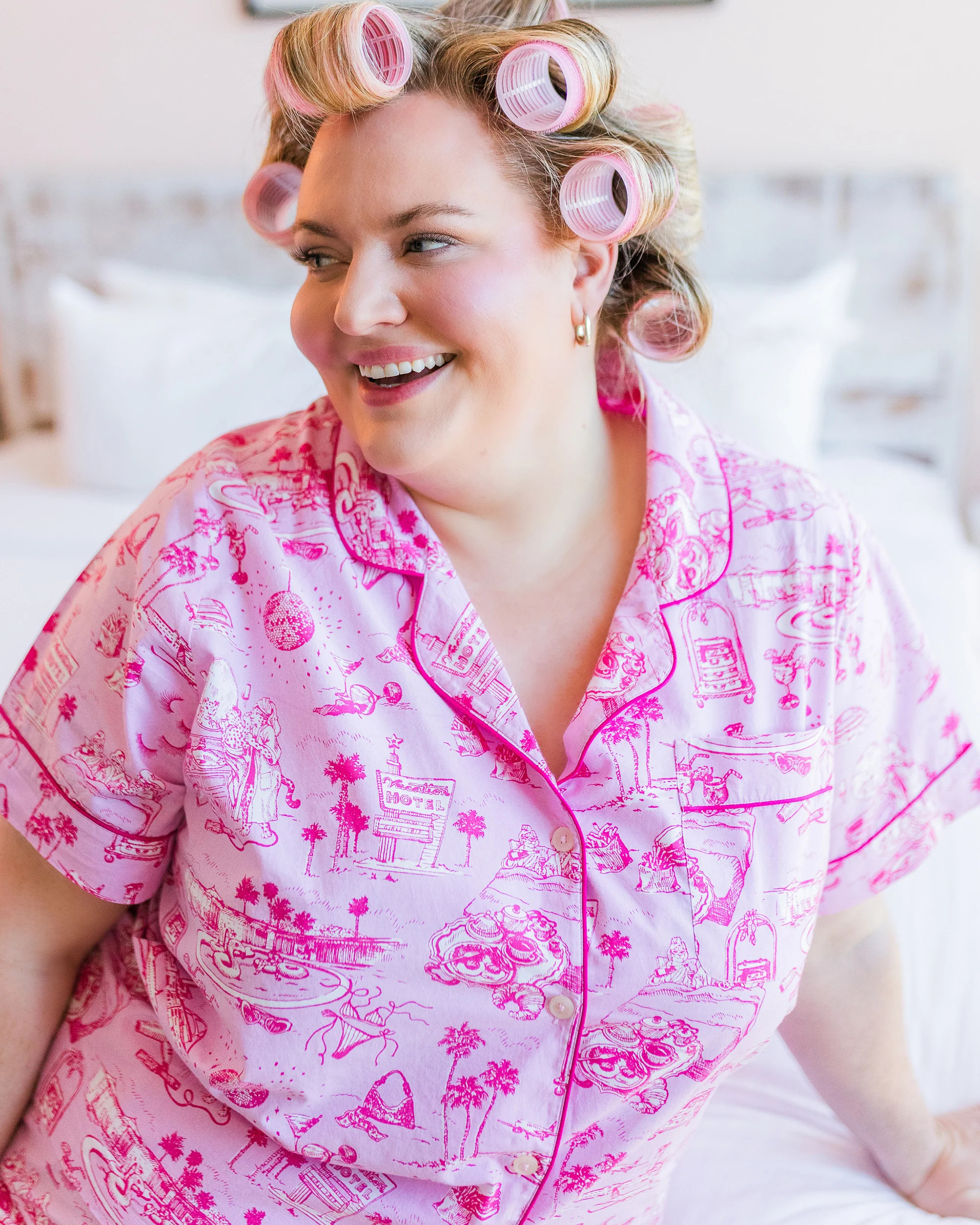 PF x Sean Taylor Girls' Trip Toile - Short PJ Set - Rose | Printfresh