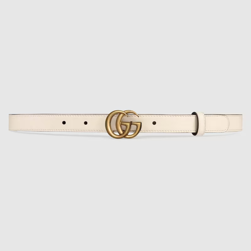 GUCCI GG Marmont Thin Belt, White, Leather | Gucci (US)
