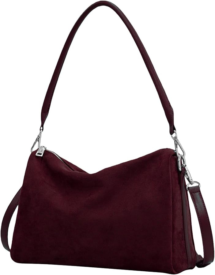 Suede Tote Bags for Women, Suede Purse Handbag Vintage Slouchy Hobo Shoulder Crossbody Bag | Amazon (US)