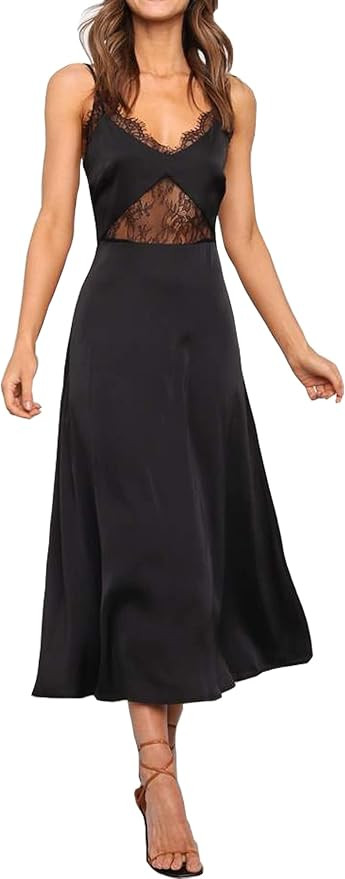 Amazon.com: Cocktail Dresses,Spring Summer 2022 Wedding Guest Bodycon Semi Formal Satin Slip Silk... | Amazon (US)