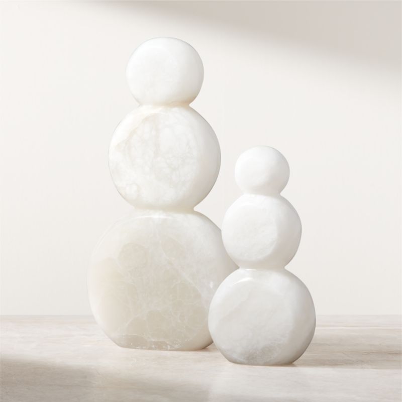 White Alabaster Stone Holiday Snowman | CB2 | CB2