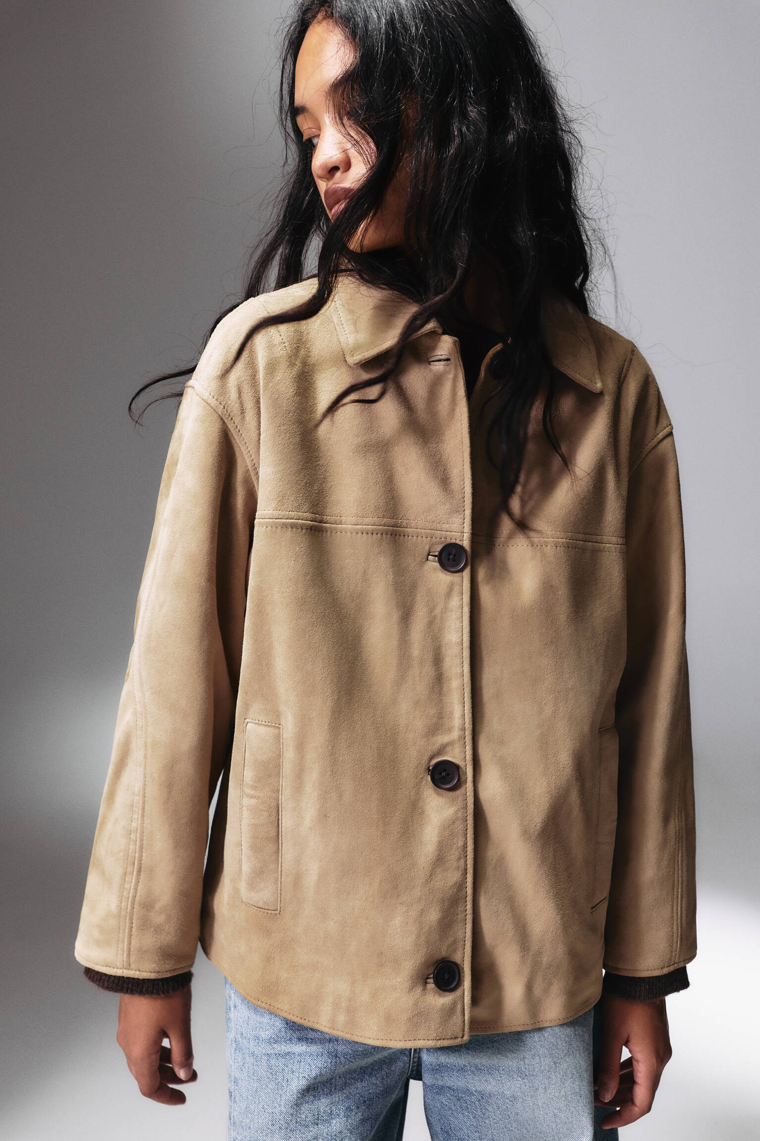 100% suede leather jacket - pull&bear | PULL and BEAR UK