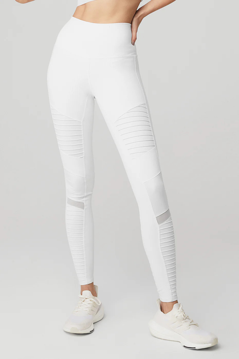 Alo YogaÅ½ | High-Waist Moto Legging in White/White Glossy, Size: Large | Alo Yoga (US)