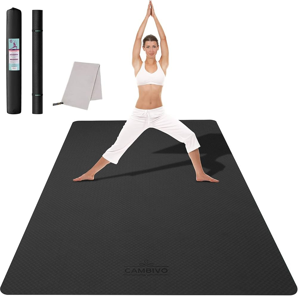 CAMBIVO Large Yoga Mat (6'x 4'), Extra Wide Workout Mat for Men and Women, Yoga Mat Thick 1/3 &1/... | Amazon (US)