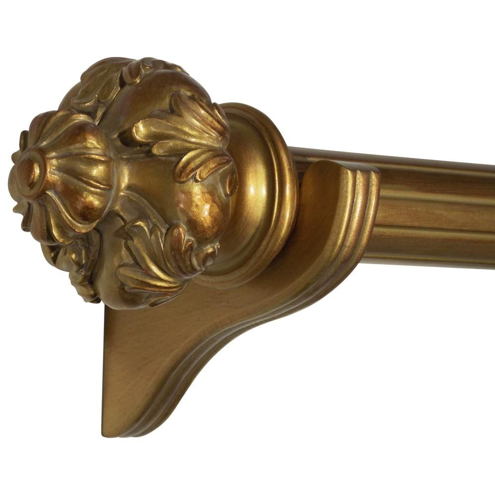 Royal Crown 72 in. Wood Drapery Pole Set in Historical Gold | The Home Depot