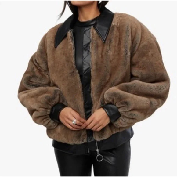 WeWoreWhat Brown Faux Fur Bomber Jacket | Poshmark
