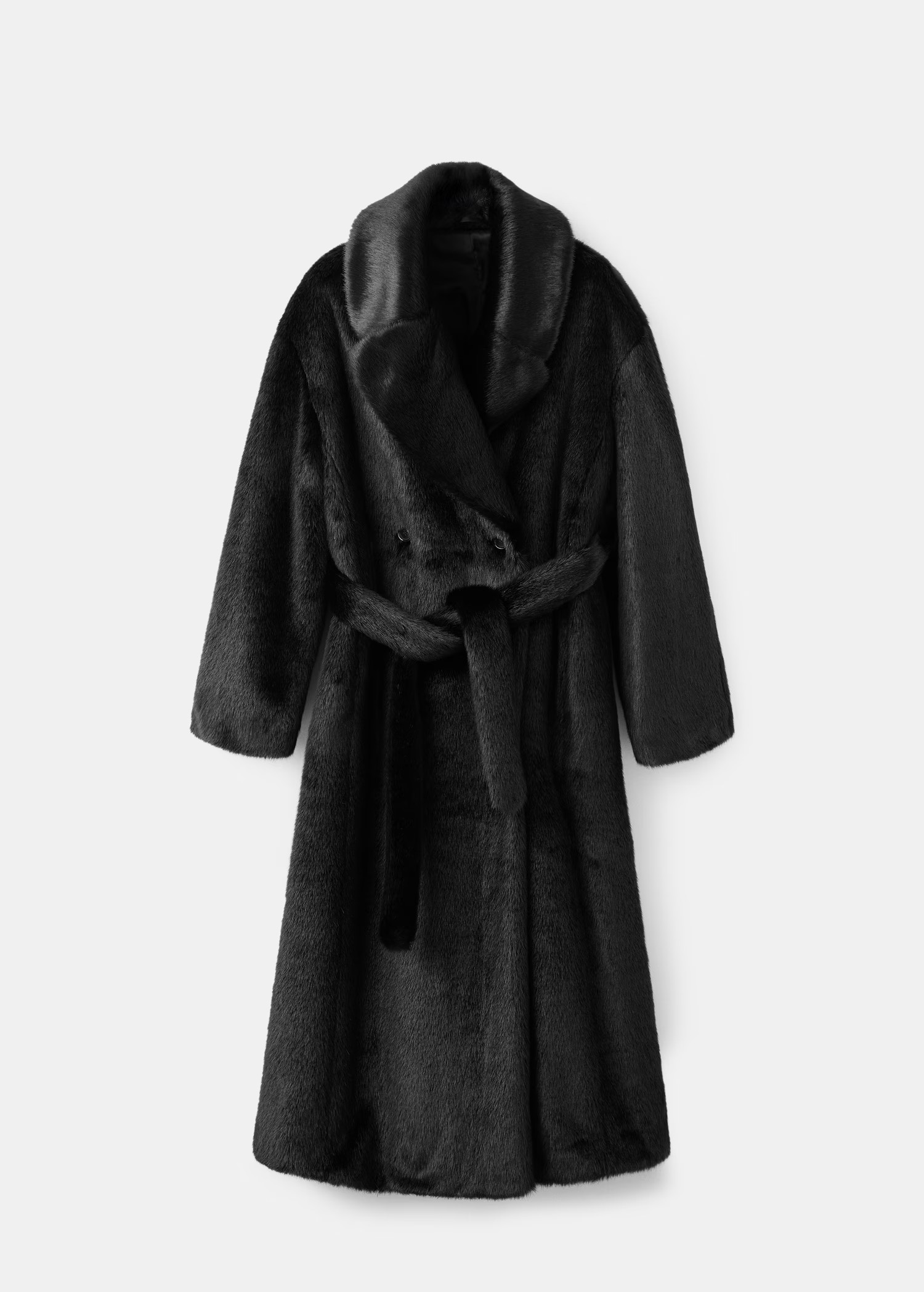 Faux-fur coat with belt - Women | MANGO United Kingdom | MANGO (UK)
