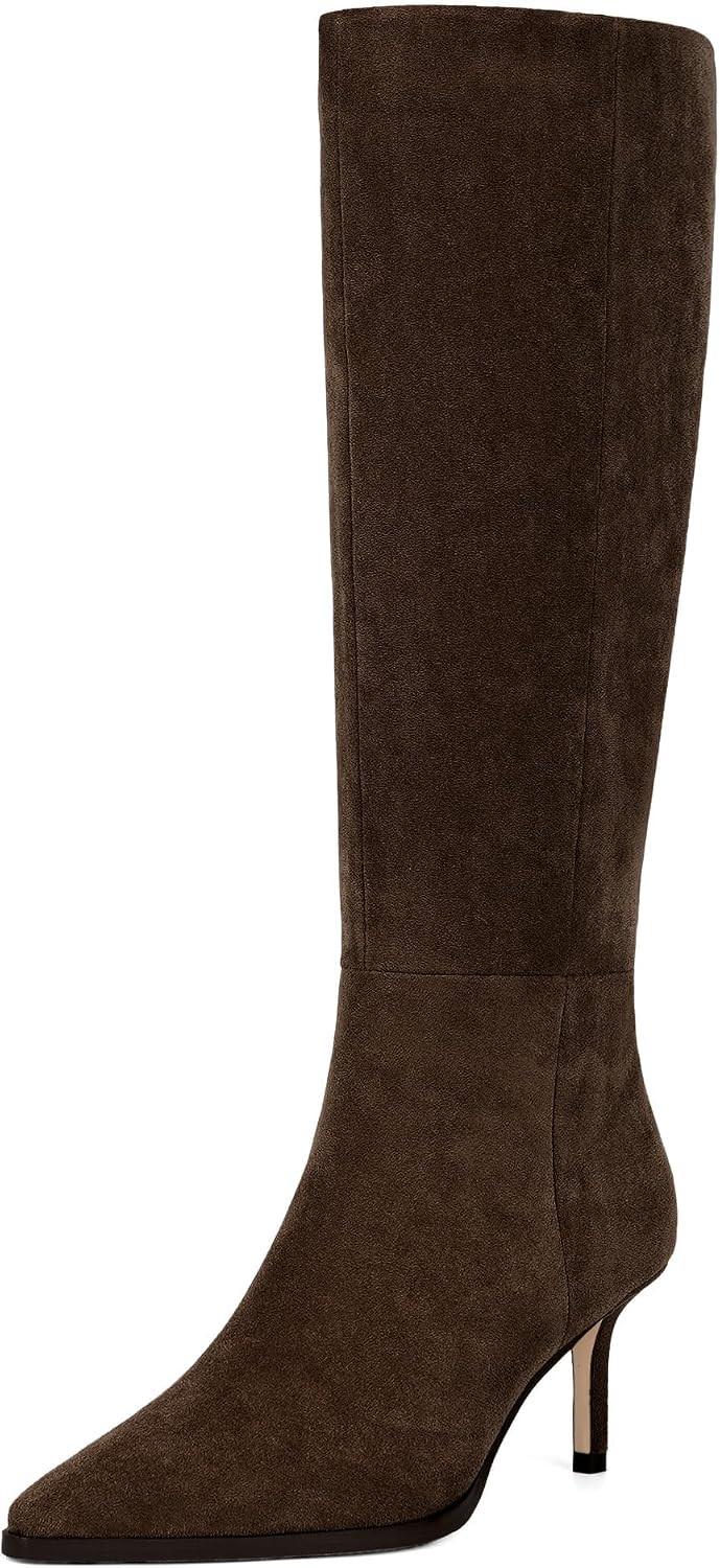 Knee High Boots for Women Pointed Toe Stiletto Heel Side Zipper | Amazon (US)
