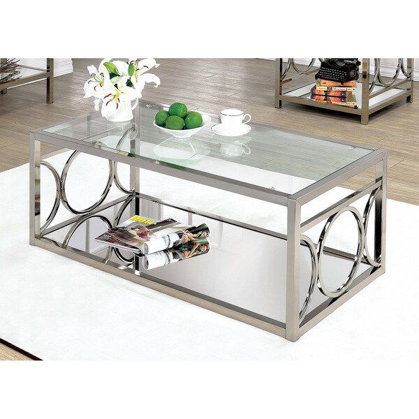 Furniture of America Mishie Contemporary Glass Top Coffee Table | Bed Bath & Beyond