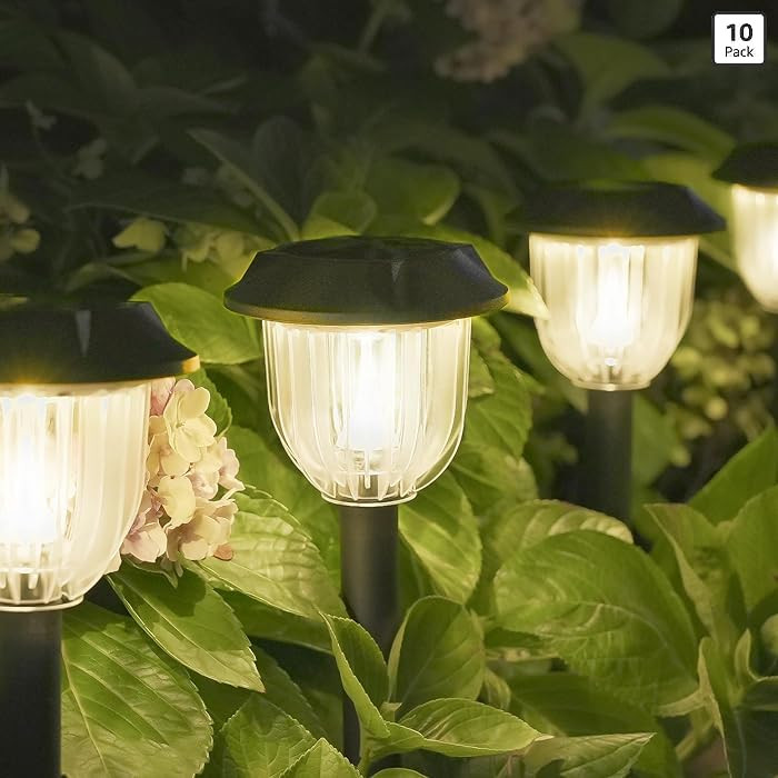 Bright 10 Pack Solar Pathway Lights Outdoor, Solar Powered Garden Lights Waterproof IP65, Auto On... | Amazon (US)