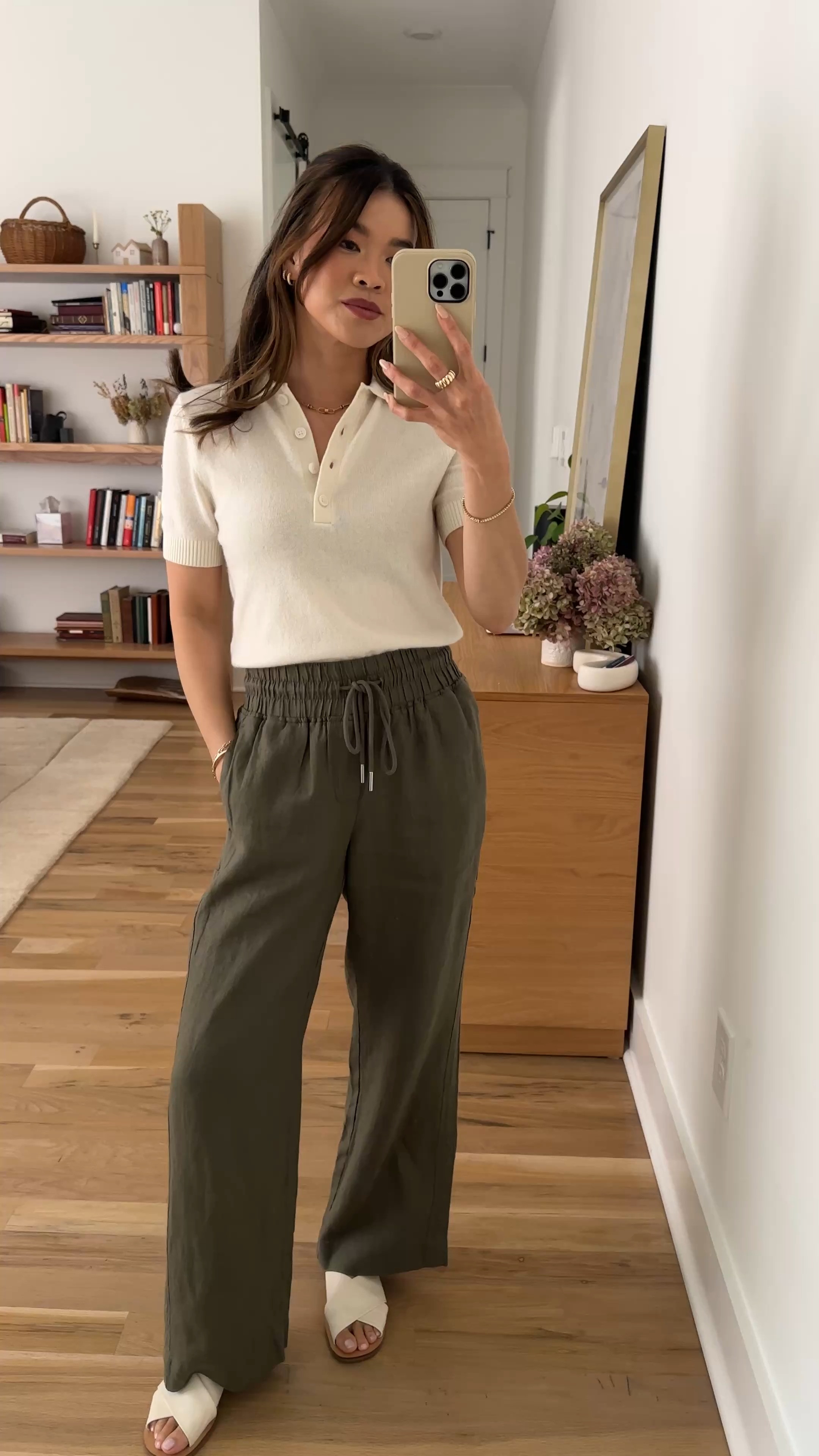 Sizing info:
Top size XS
Pants size XS with 28” inseam in bayberry Olive

petite fashion, get dressed with me, outfit inspiration, ootd, nashville outfit, Nashville influencer, petite style, vacation style, casual outfits, mom style, petite pants, spring outfits, spring outfit info, spring pants, spring outfit idea, spring top, spring sweater, quince pants, linen pants,  

 @Quince 

#LTKSeasonal #LTKootd #LTKPetite