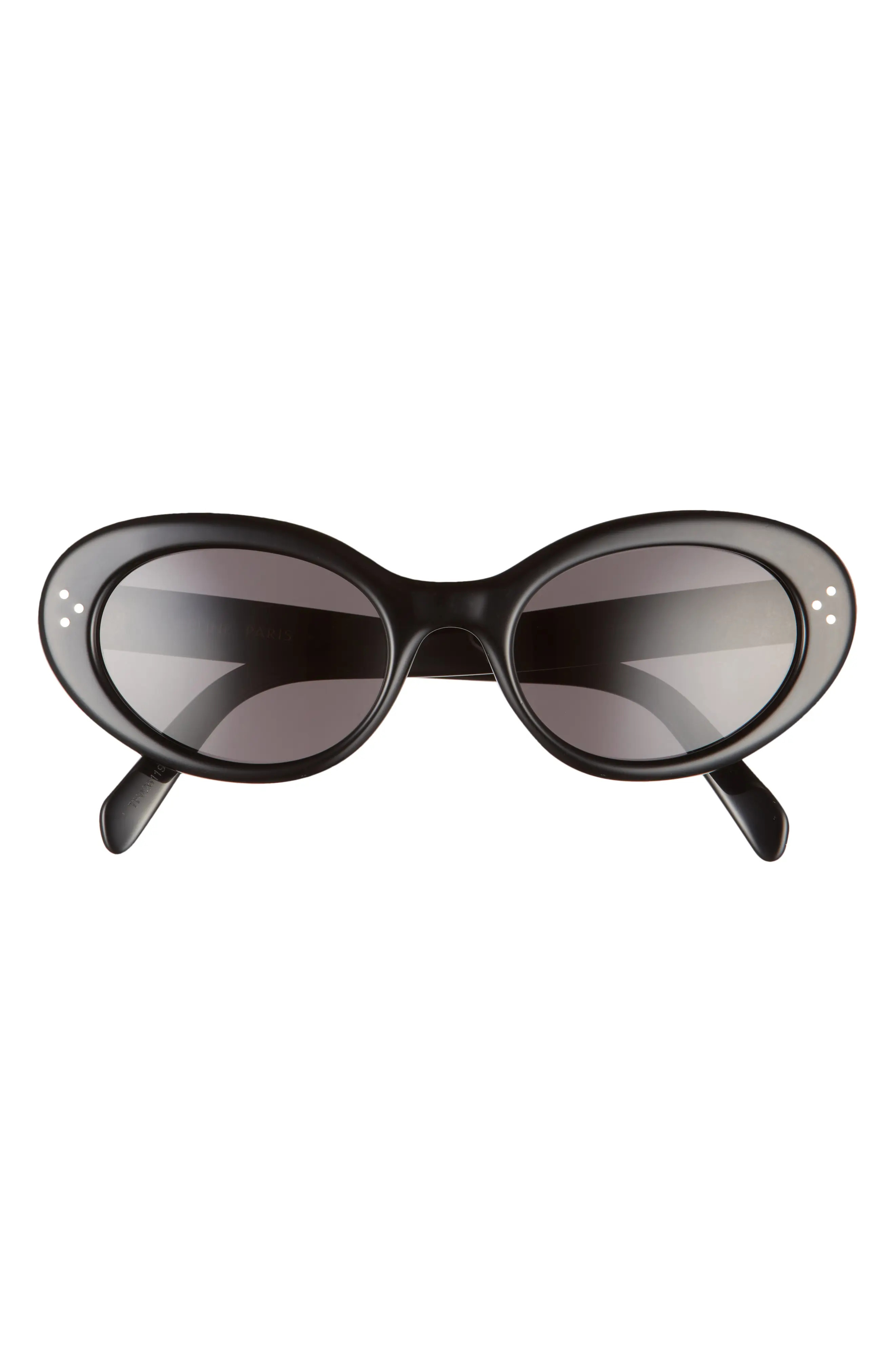 CELINE 53mm Cat Eye Sunglasses in Shiny Solid Black/Smoke at Nordstrom | Nordstrom