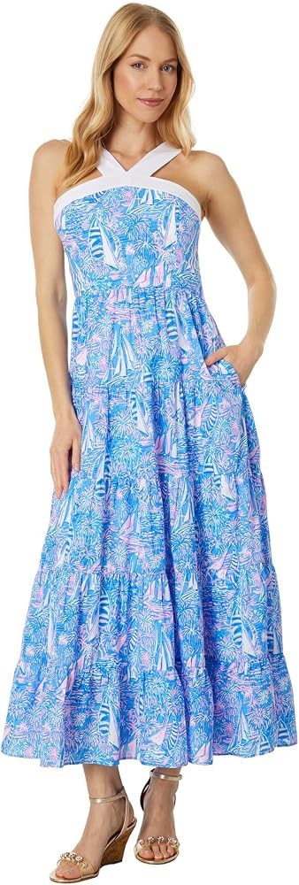 Lilly Pulitzer Jenette Cotton Halter Maxi | Amazon (US)