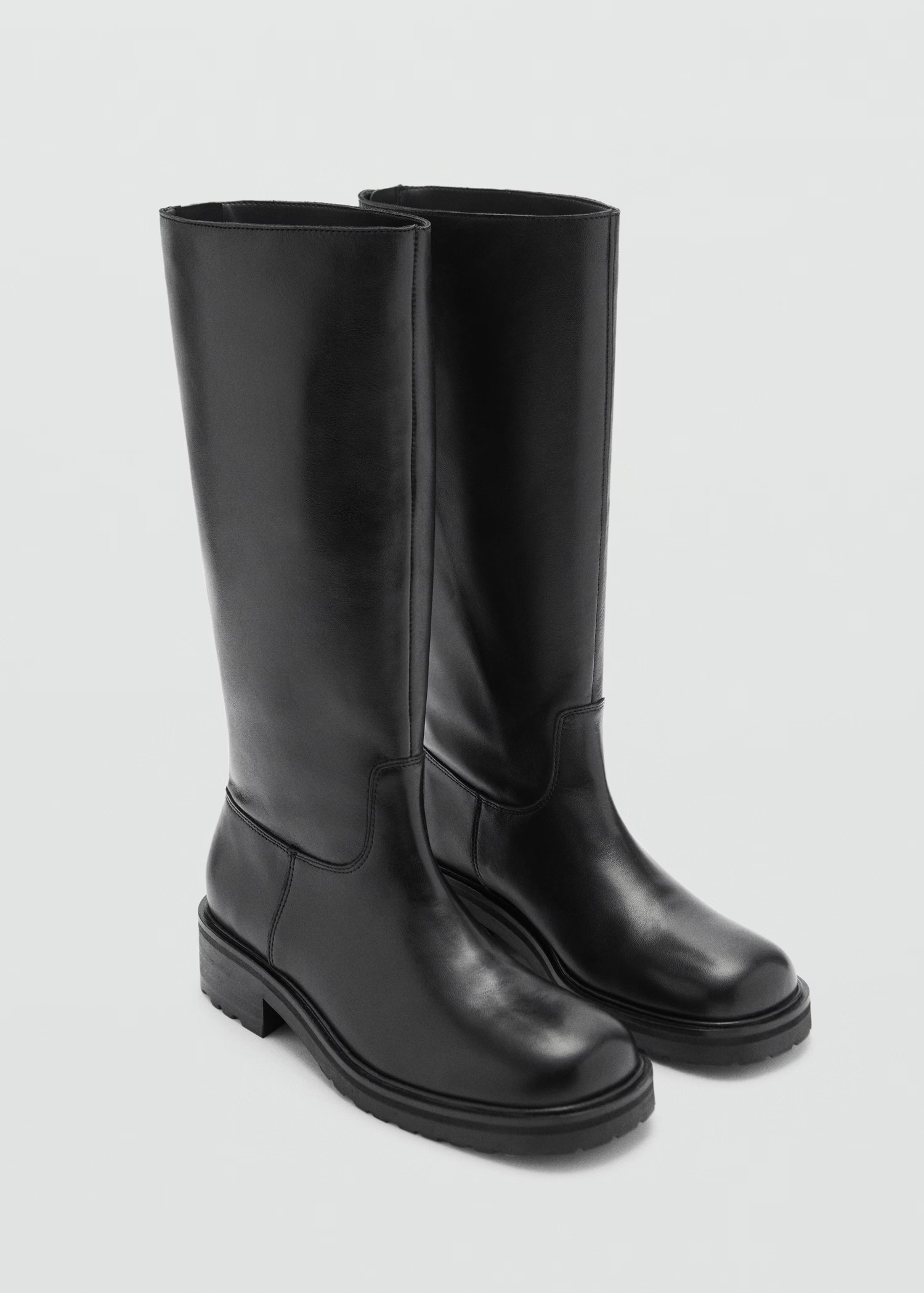 High leather boots with zip - Women | MANGO United Kingdom | MANGO (UK)