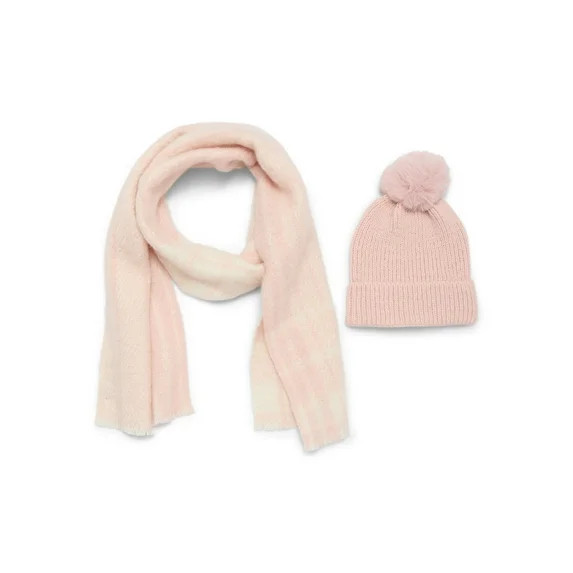 Madden NYC Women's Beanie Hat and Scarf Gift Set, 2-Piece, Blush | Walmart (US)
