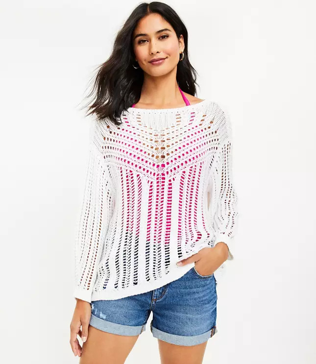 Open Stitch Boatneck Sweater | LOFT