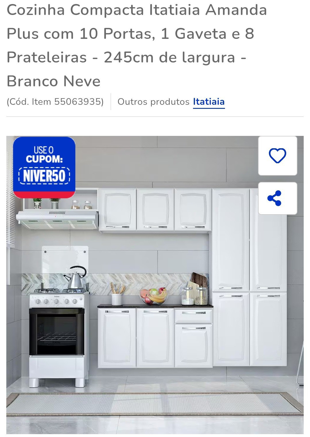 Cozinha compacta Itatiaia 10 portas 1 gaveta 8 prateleira 

#LTKbrasil #LTKpromo #LTKhome