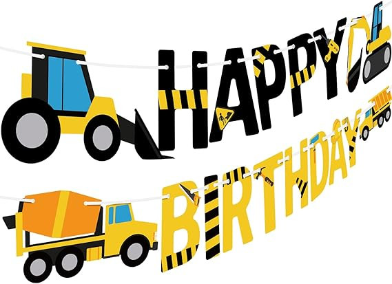 Happy Birthday Banner Construction Party Decorations Construction Birthday Party Supplies for Boy... | Amazon (US)