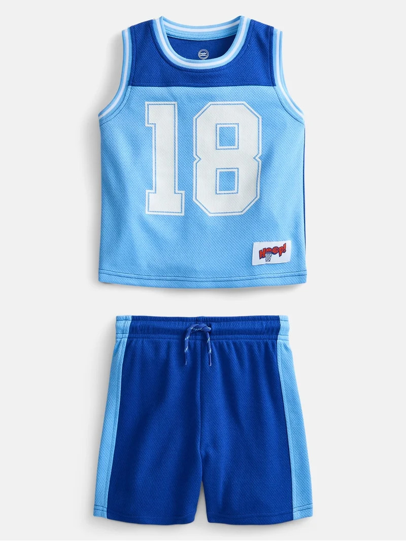 Wonder Nation Toddler Boys Sleeveless Basketball Jersey and Shorts Set, 2-Piece, Sizes 12M-5T | Walmart (US)