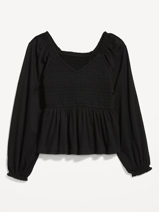 Long-Sleeve Smocked Peplum Top for Women | Old Navy (US)