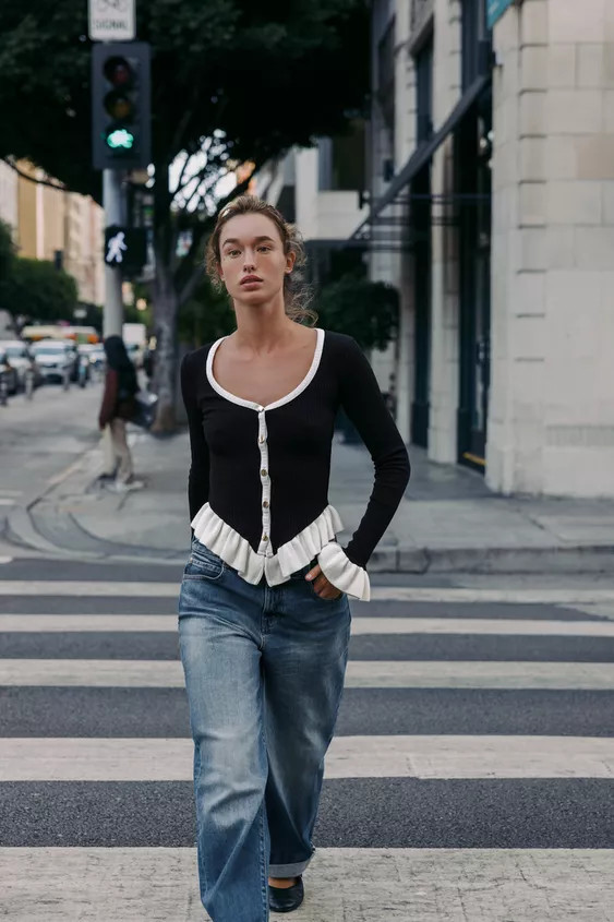 CONTRAST RUFFLE JACKET | Zara US