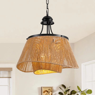 Ludomide Boho Rattan Pendant Light Fixture Modern Style Hanging Light Handwoven 1-Light Hanging Lamp for Farmhouse Bedroom Living Room Island | Target