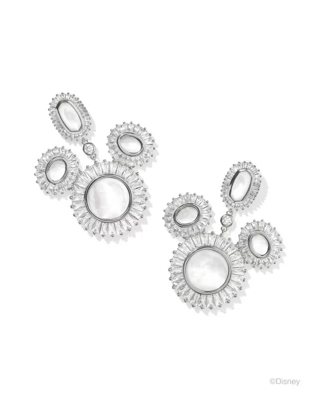 Disney | Kendra Scott Silver Mickey Mouse Crystal Frame Statement Earrings in Ivory Mix | Kendra Scott