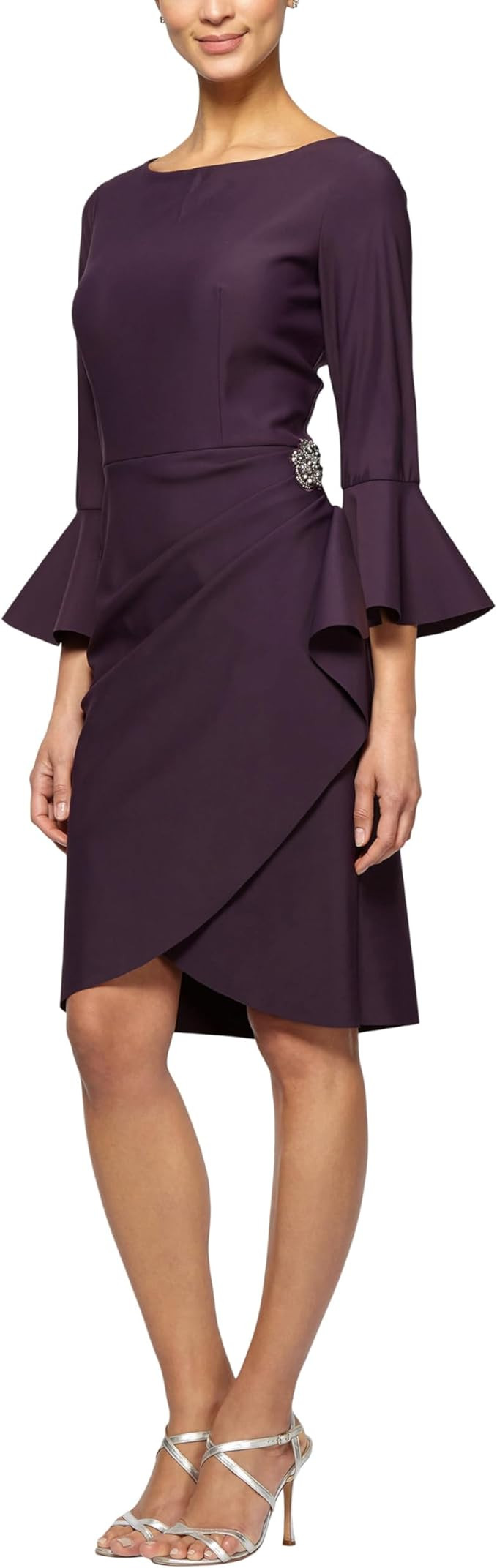Alex Evenings Women's Plus-Size Short Slimming Sheath Dress with Bell Sleeves | Amazon (US)