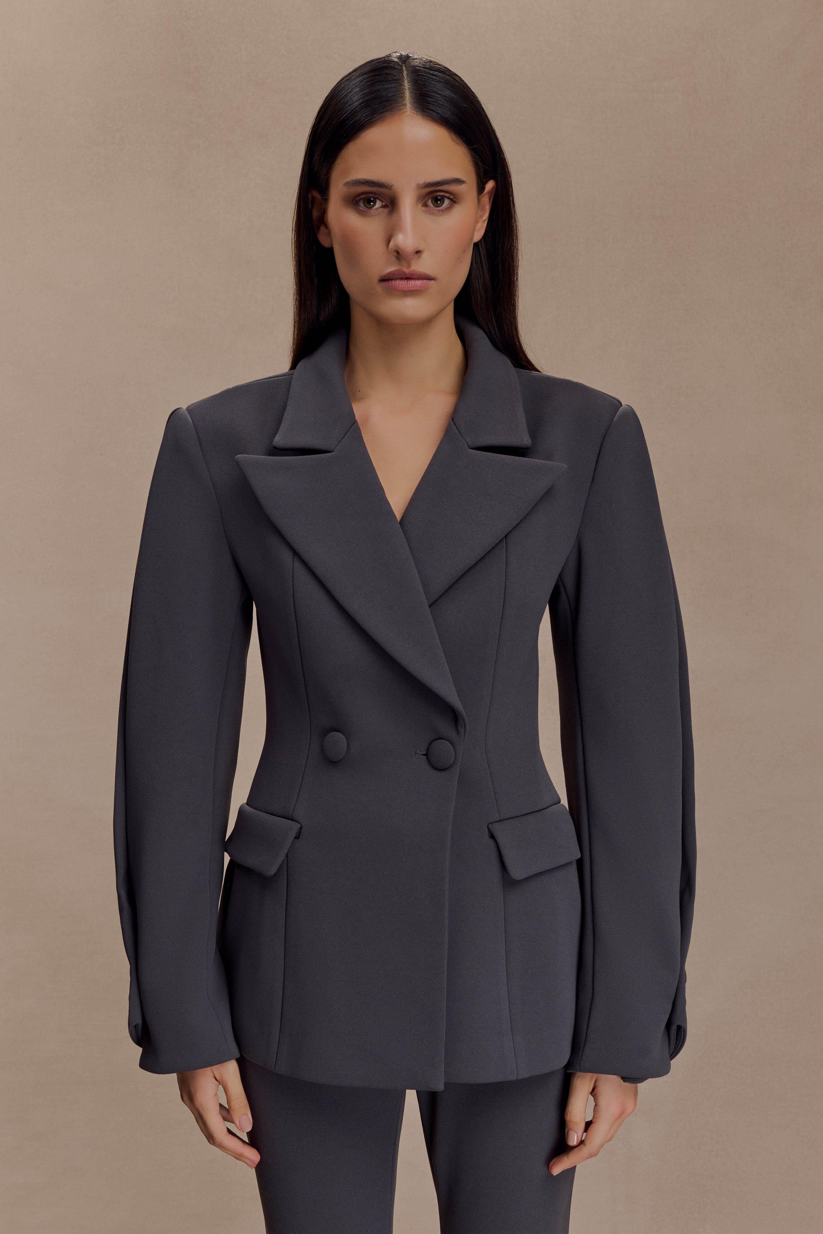 Wesley Structured Blazer - Charcoal Shadow | Meshki UK