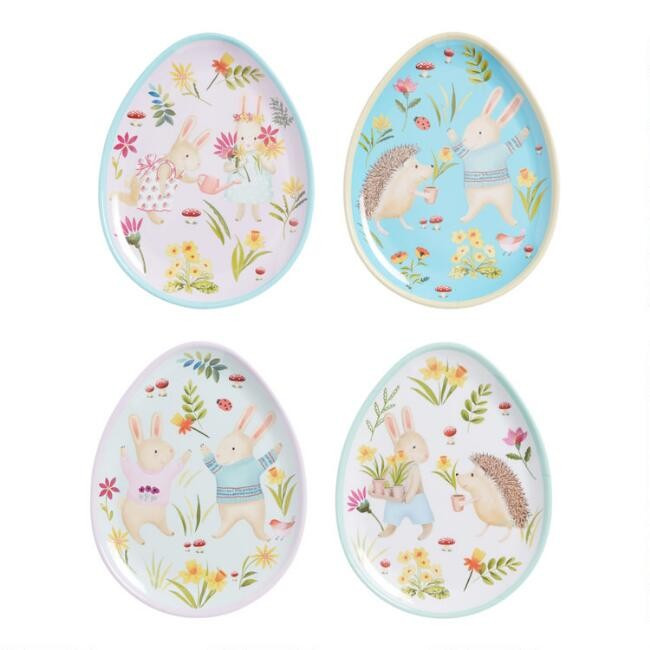 Easter Egg Shaped Melamine Plates Set of 4 | World Market