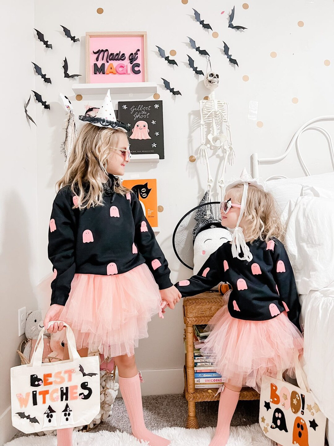 Girls Halloween Sweatshirt / Kids Halloween / Girl Ghost Crewneck / Toddler Spooky Halloween Swea... | Etsy (US)